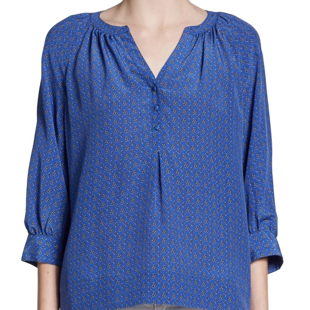 Joie Medallion Print Silk 3/4 Sleeve Blouse Med